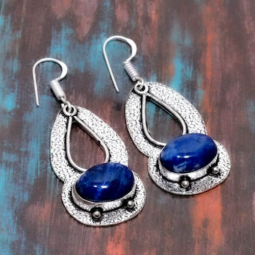 Sapphire Serenade – Vintage Silver Filigree Drops