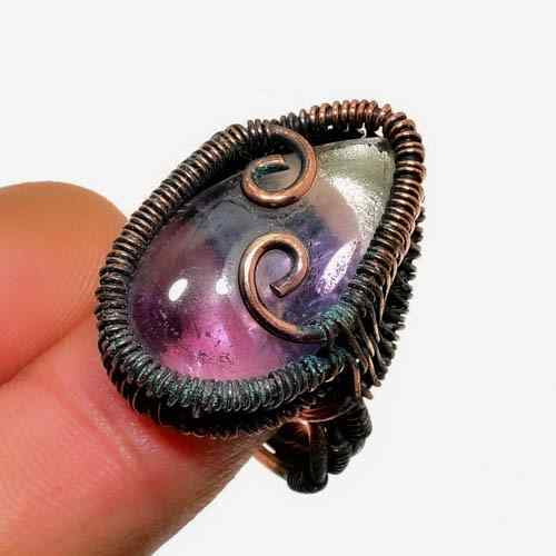 Ezra’s Veil – Hand-Wrapped Amethyst Copper Ring