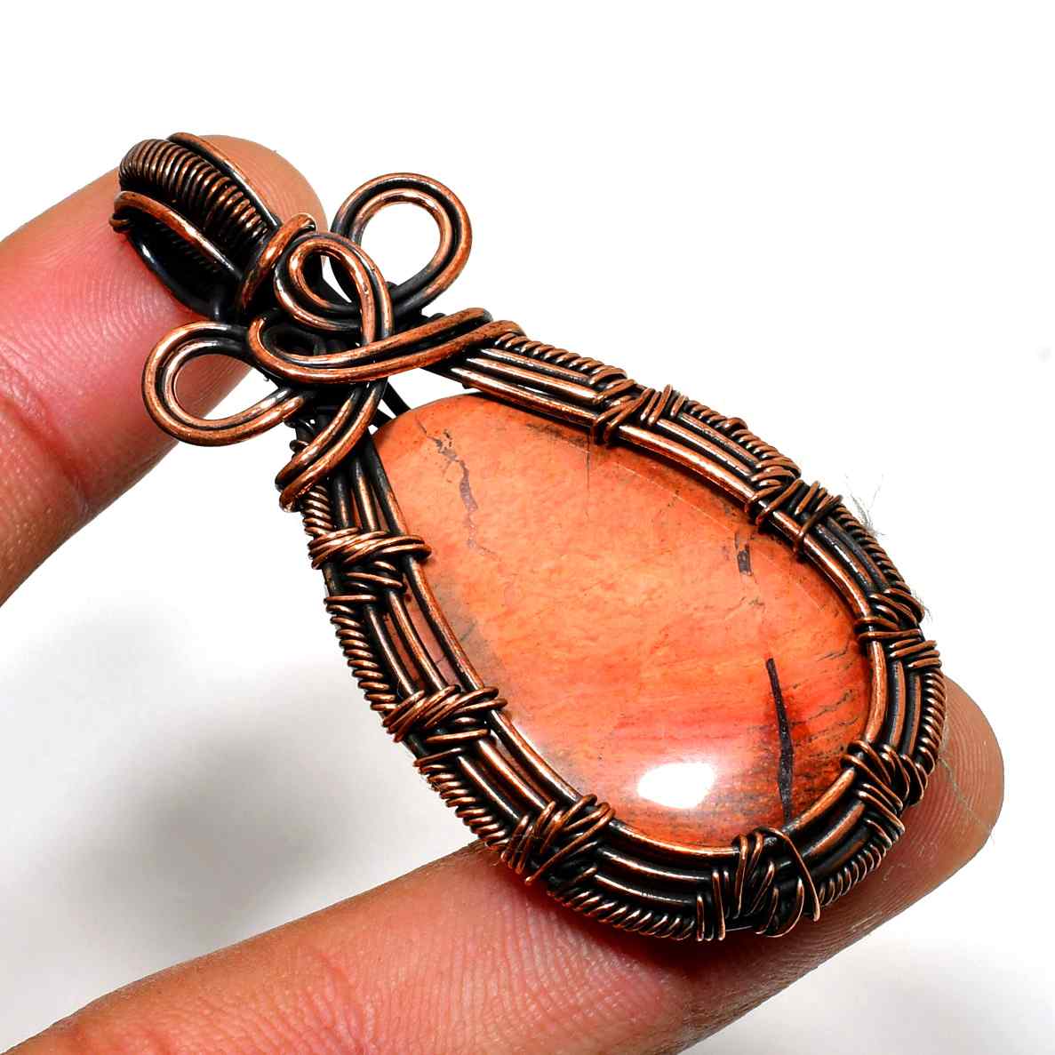Gaia’s Ember – Red Jasper Copper Pendant