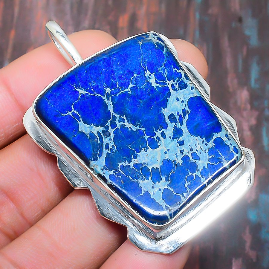 Celestial Cascade – Lapis Lazuli Silver Pendant