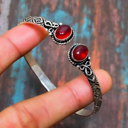 Passion’s Flame – Carnelian Silver Cuff
