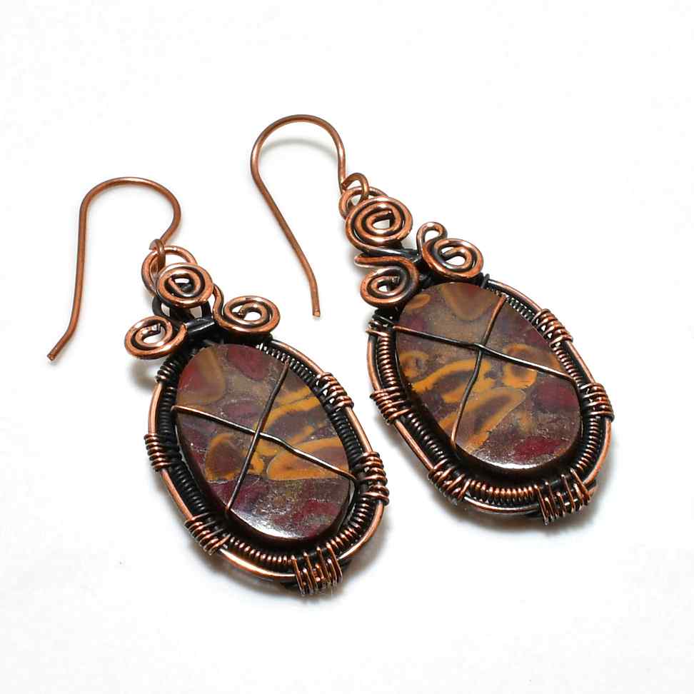 Gaia’s Harmony – Copper-Wrapped Gemstone Earrings
