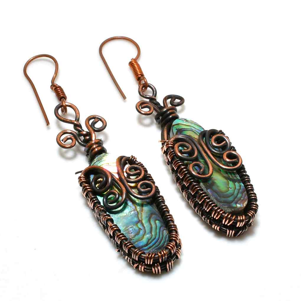 Ocean’s Embrace – Abalone & Copper Earrings