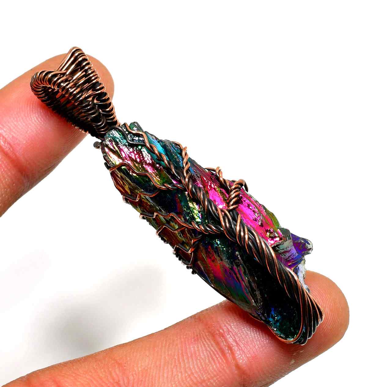 Mystic Radiance – Aura Quartz Copper Pendant