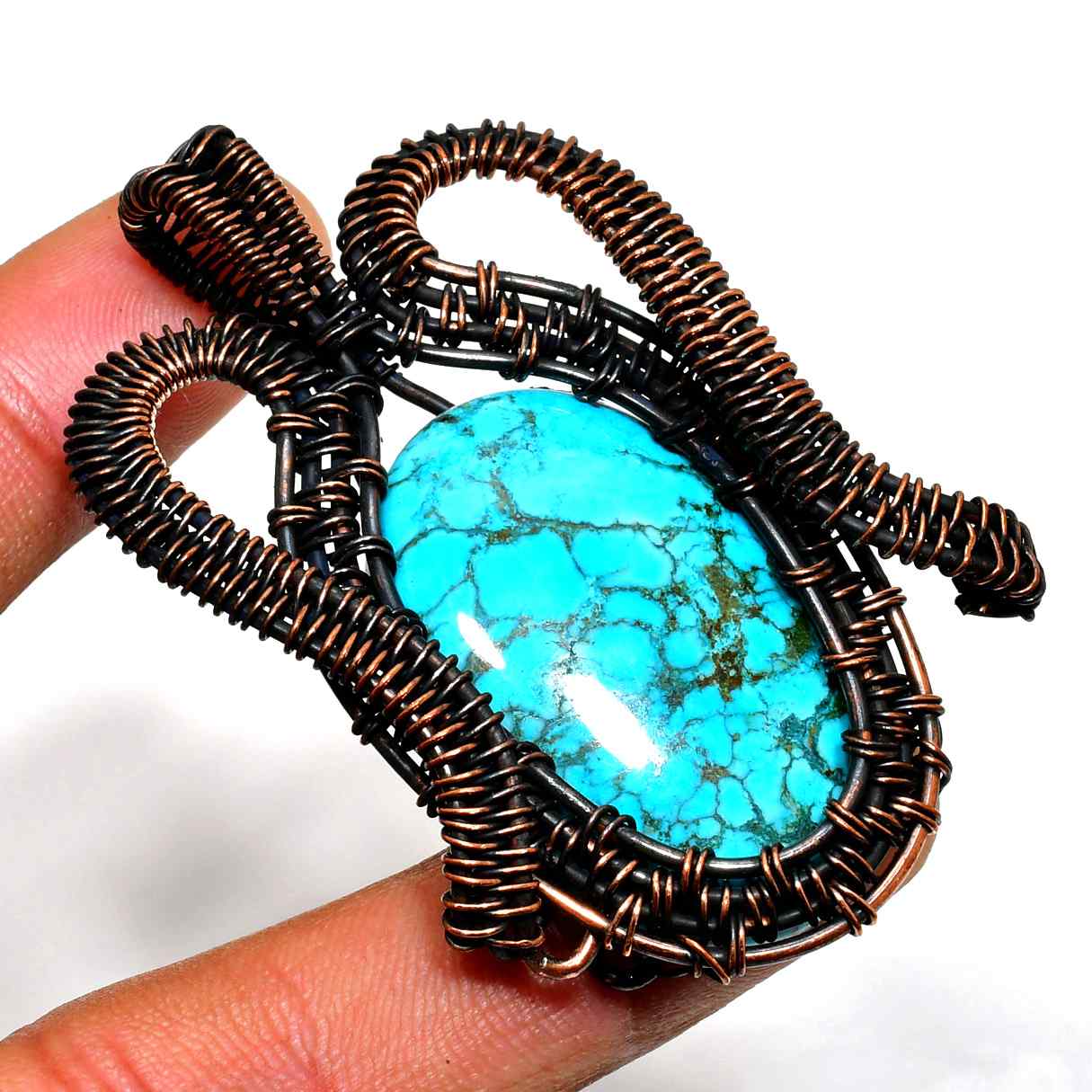 Turquoise Tranquility – Copper Wire Pendant