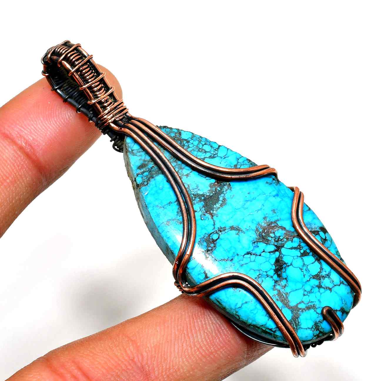 Azure Harmony – Turquoise & Copper Pendant