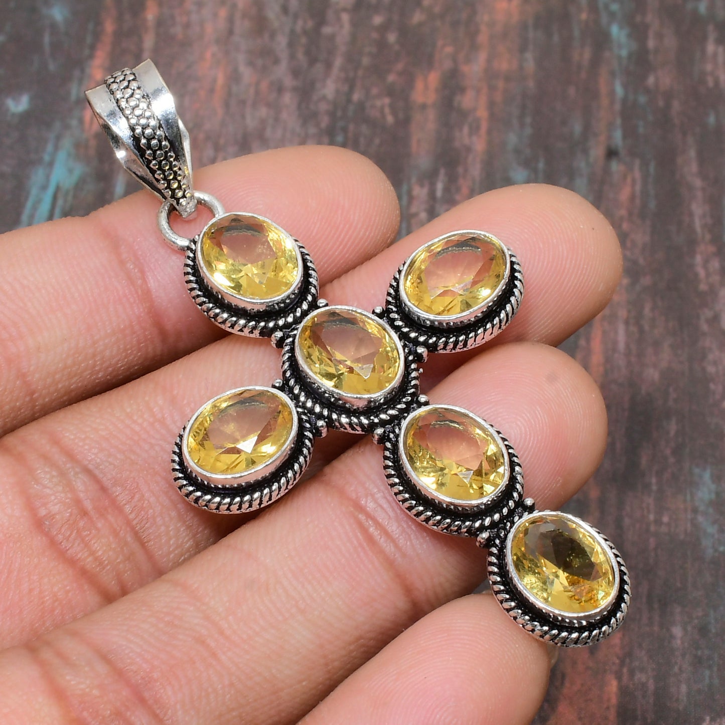 Auric Cross – Citrine & Sterling Silver Pendant