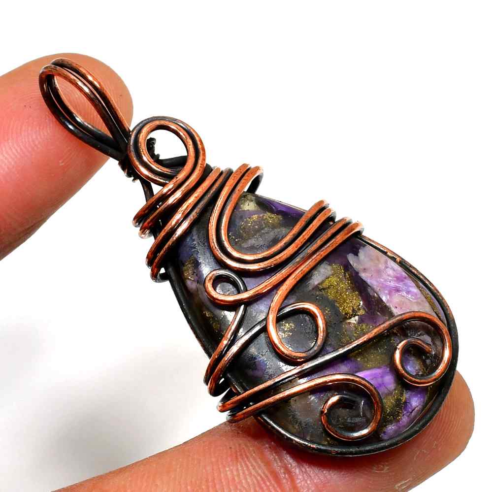 Ezra’s Veil – Amethyst & Oxidized Copper Pendant