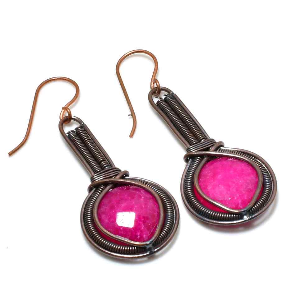 Ember Blush – Pink Tourmaline Copper Earrings