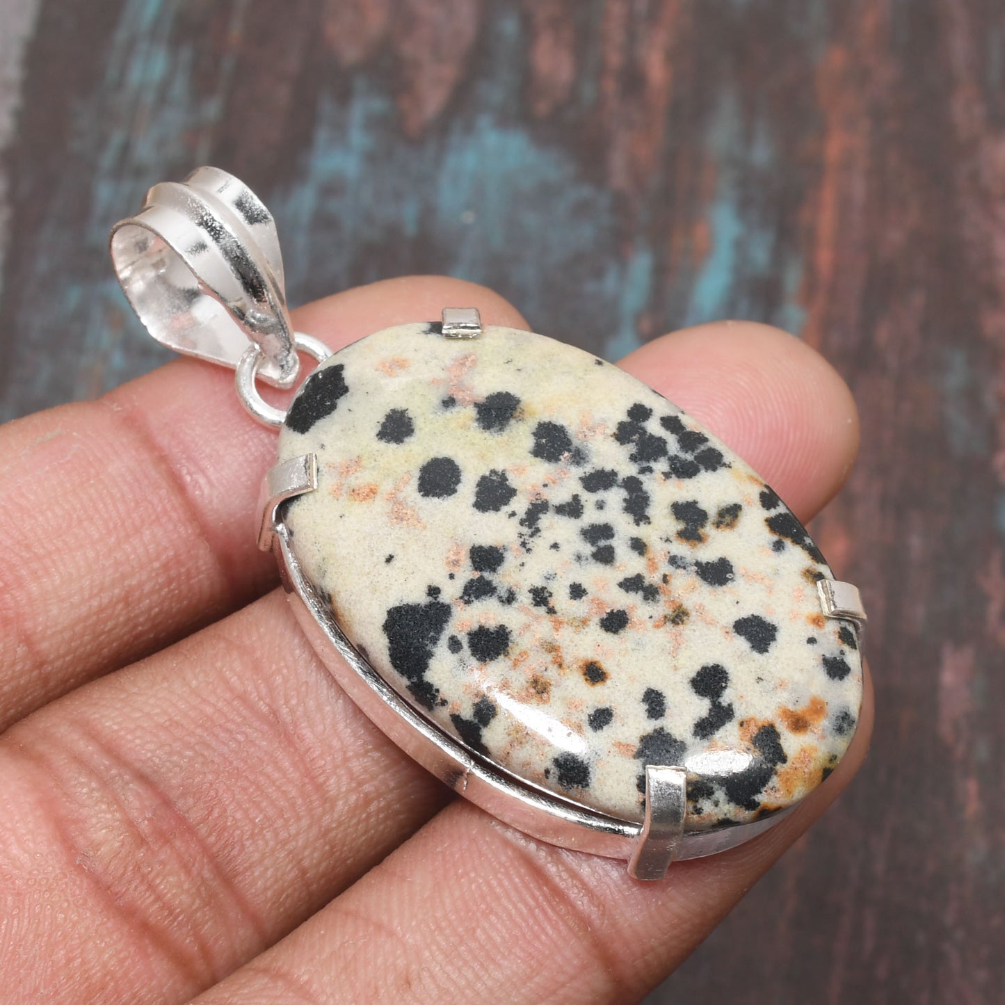 Dalmatian Dream – Sterling Silver Jasper Pendant