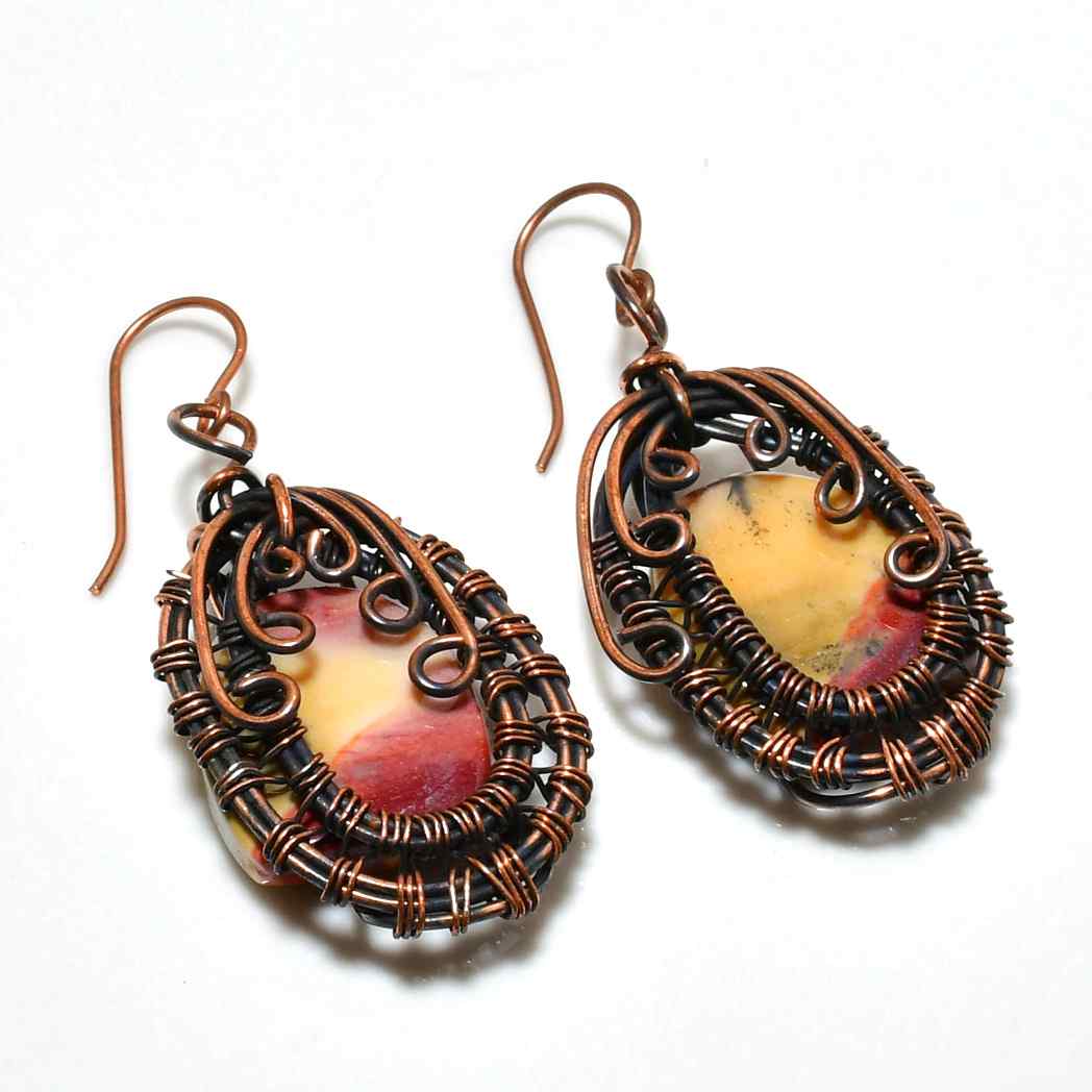 Terra’s Whisper – Copper-Wrapped Natural Stone Earrings