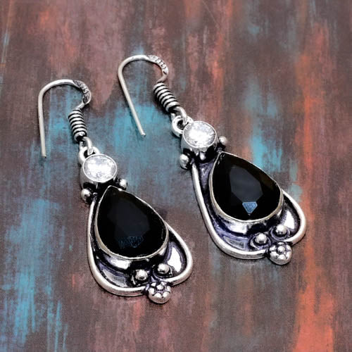 Ava’s Essence – Black Onyx Silver Earrings