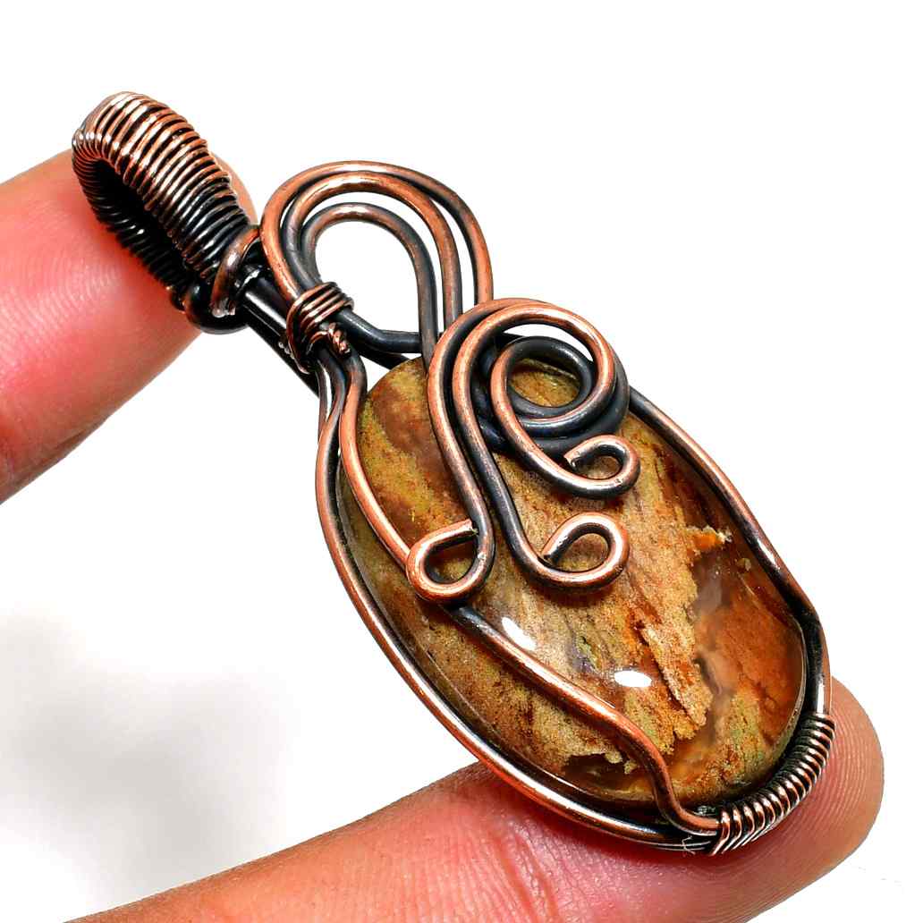 Gaia’s Whisper – Copper-Wrapped Natural Stone Pendant