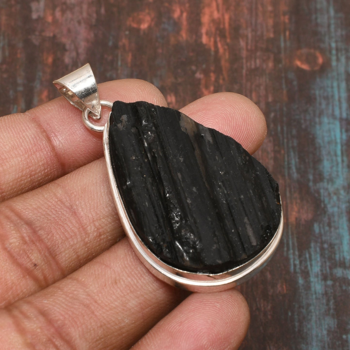 Night Shield – Black Tourmaline Sterling Silver Pendant