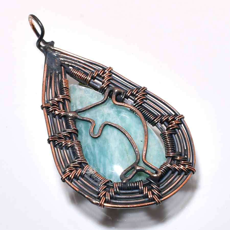 Ocean’s Whisper – Aquamarine Copper Pendant