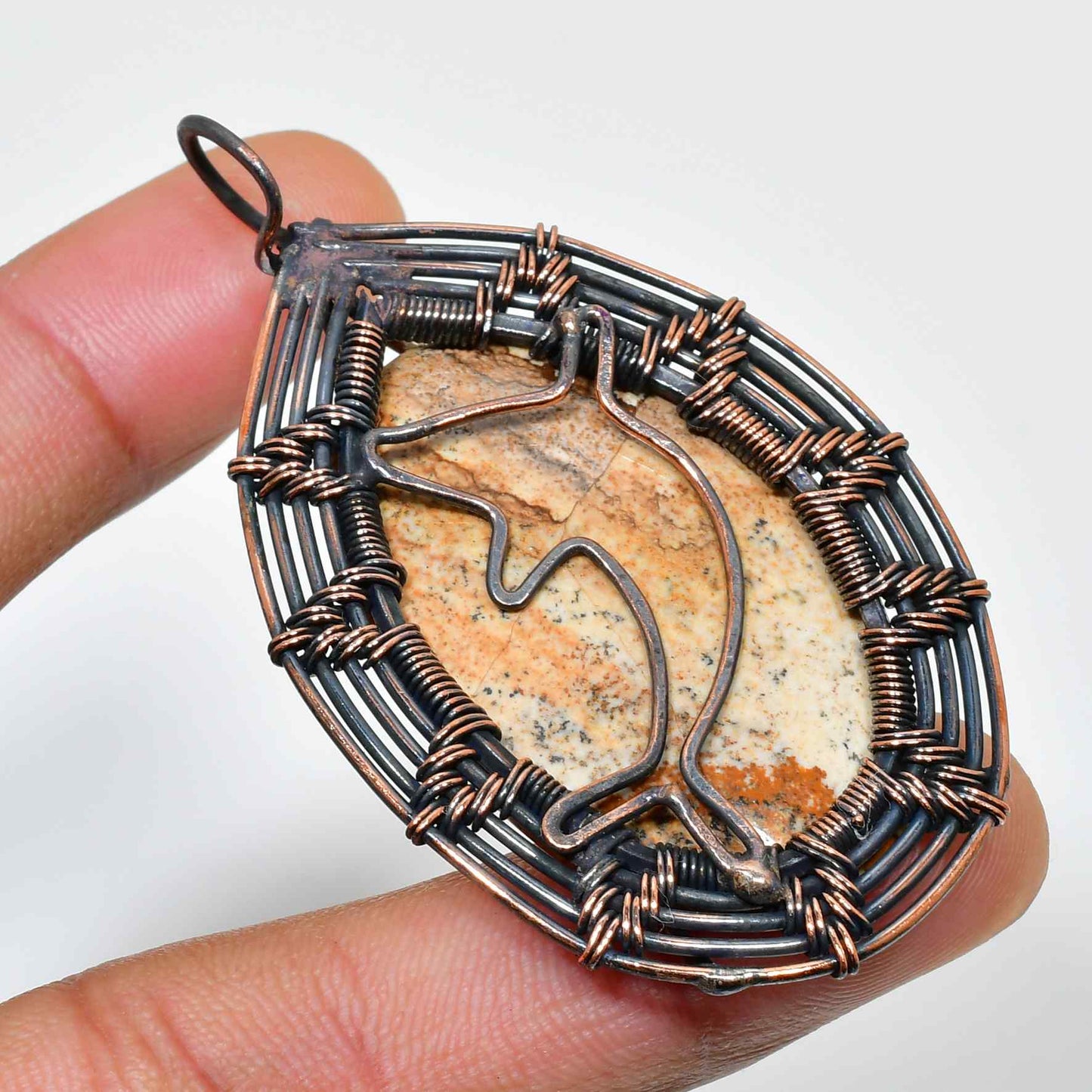 Terra’s Embrace – Natural Stone & Copper Pendant