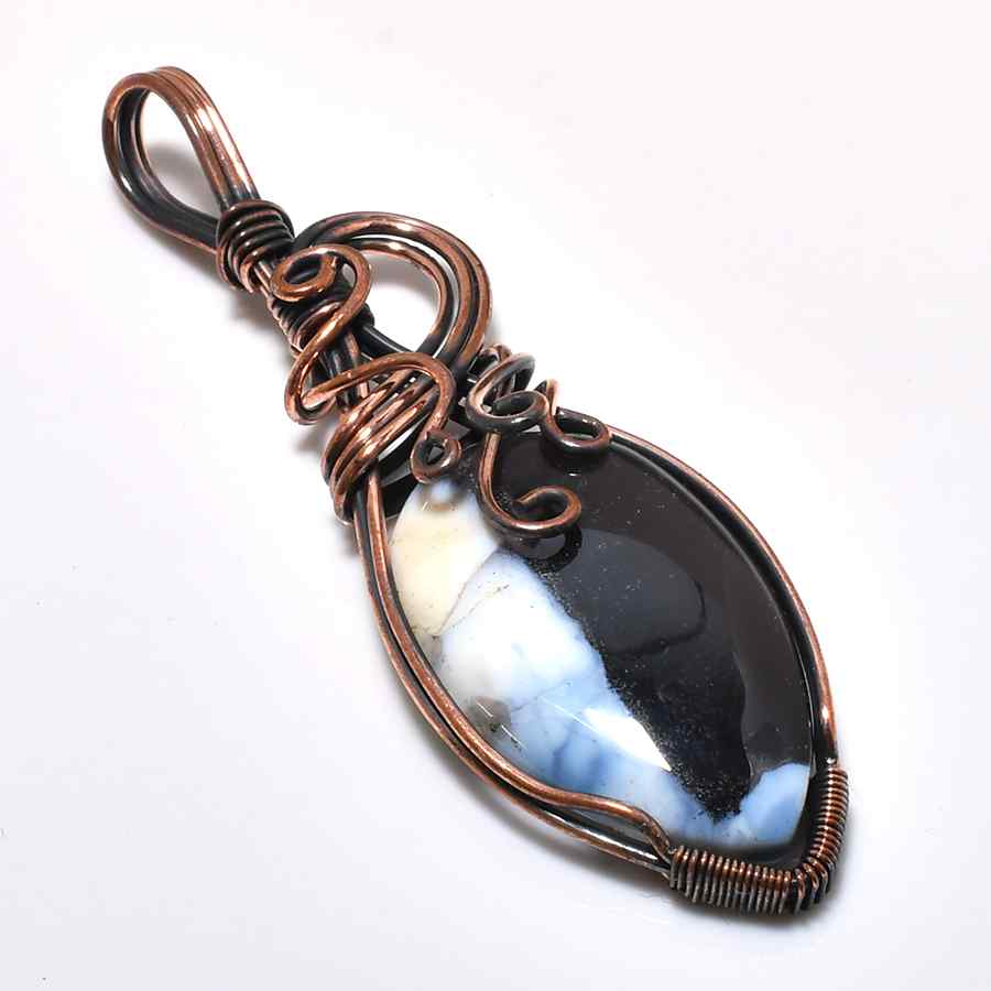 Serenity’s Embrace – Copper-Wrapped Calming Stone Pendant