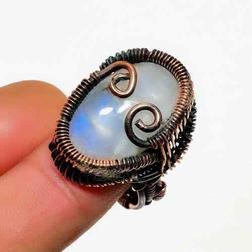 Moonlit Harmony – Oxidized Copper Moonstone Ring