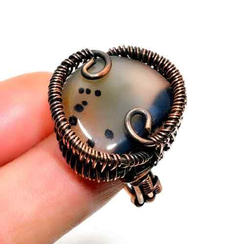 Ember’s Embrace – Handmade Agate & Vintage Copper Ring