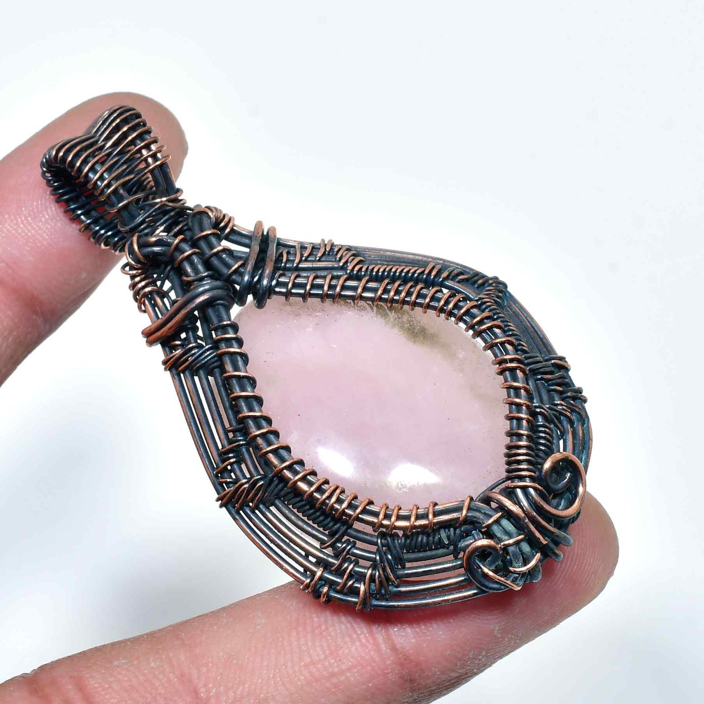 Harmony’s Heart – Rose Quartz Copper Pendant