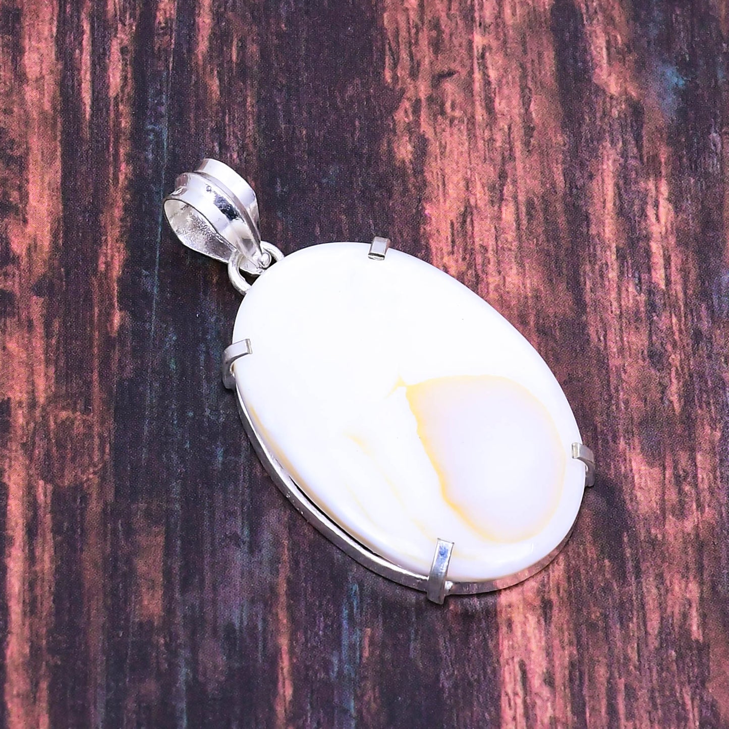 Serenity’s Embrace – White Agate Sterling Silver Pendant