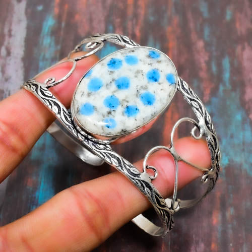 Celestial Serenity – Blue Speckled Silver Bracelet