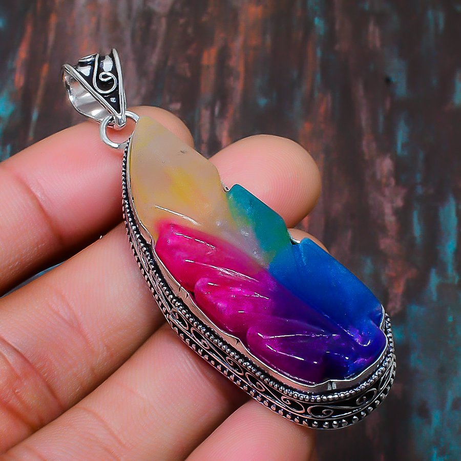 Aurora’s Dreamcatcher – Iridescent Silver Pendant