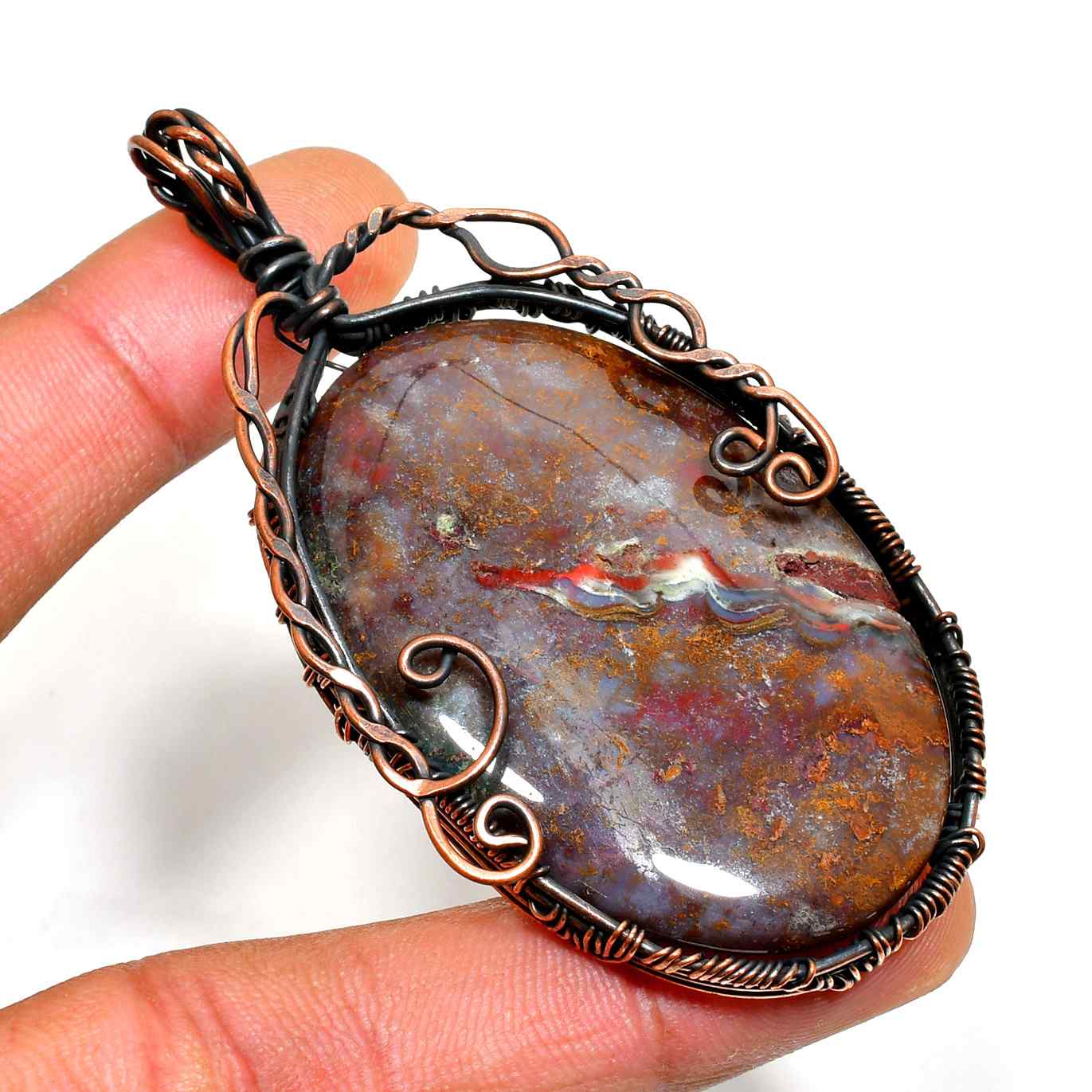 Gaia’s Anchor – Oxidized Copper Agate Pendant