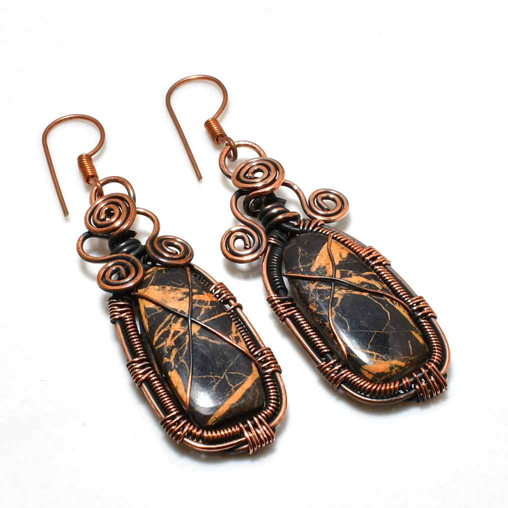 Gaia’s Embrace – Jasper Copper Earrings