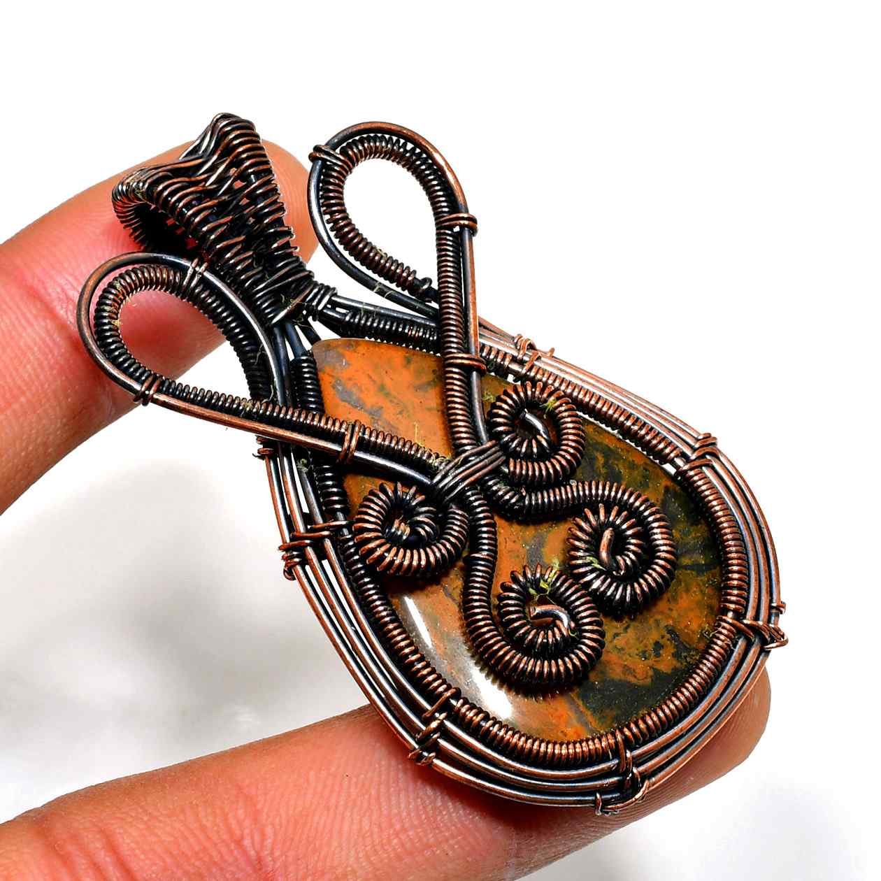 Ember’s Heart – Copper-Wrapped Jasper Pendant
