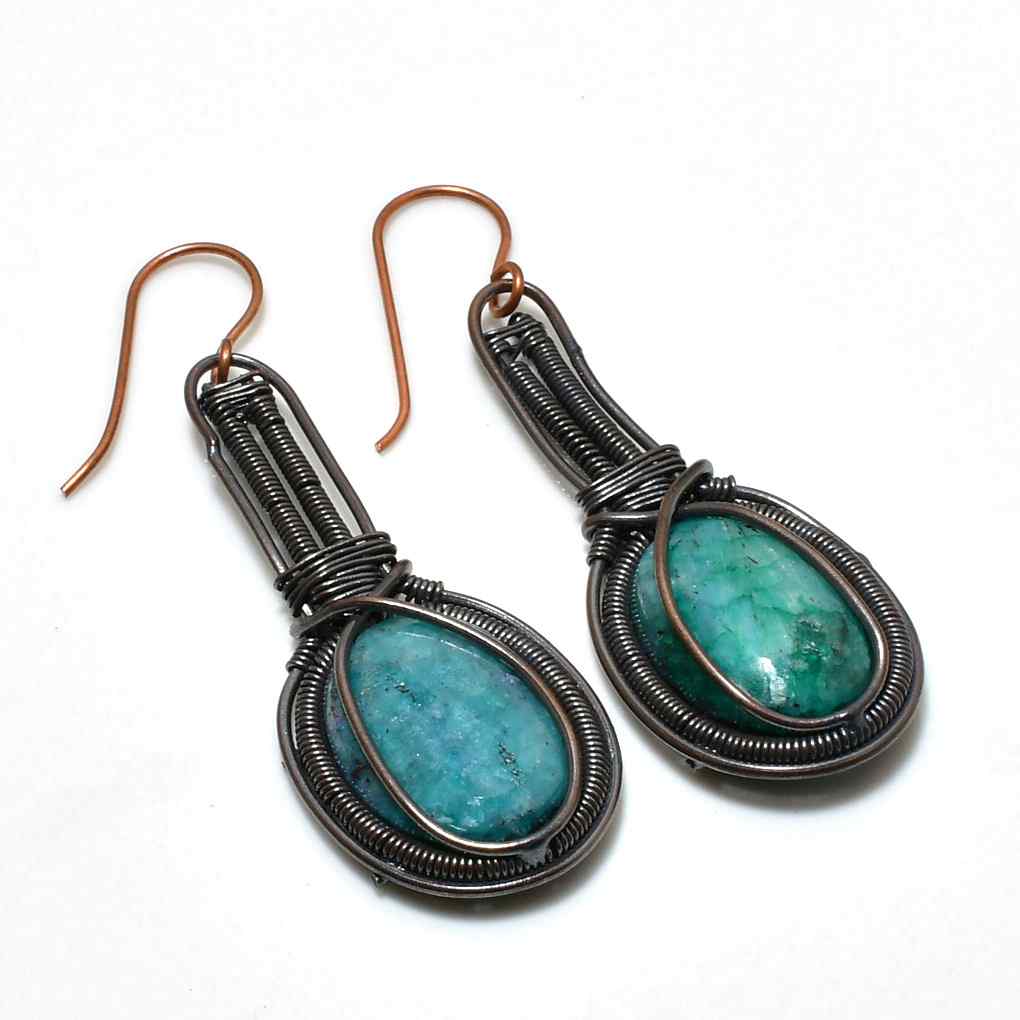 Serene Depths – Turquoise & Copper Earrings