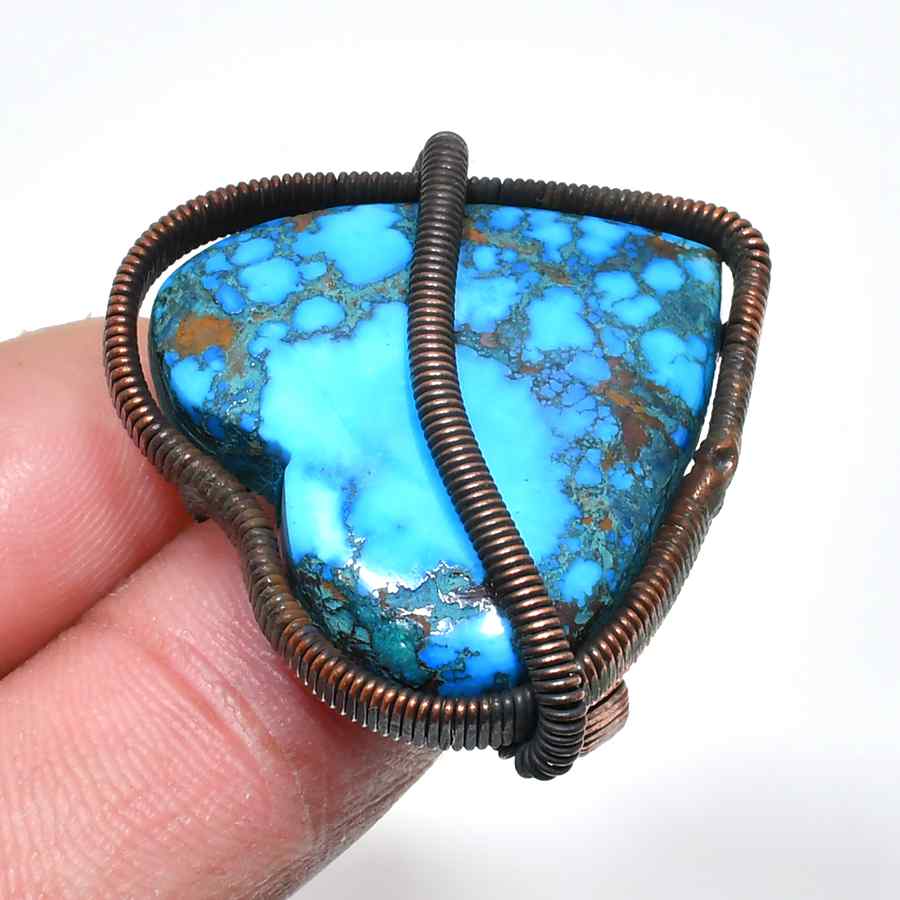 Azure Embrace – Rustic Turquoise & Copper Pendant