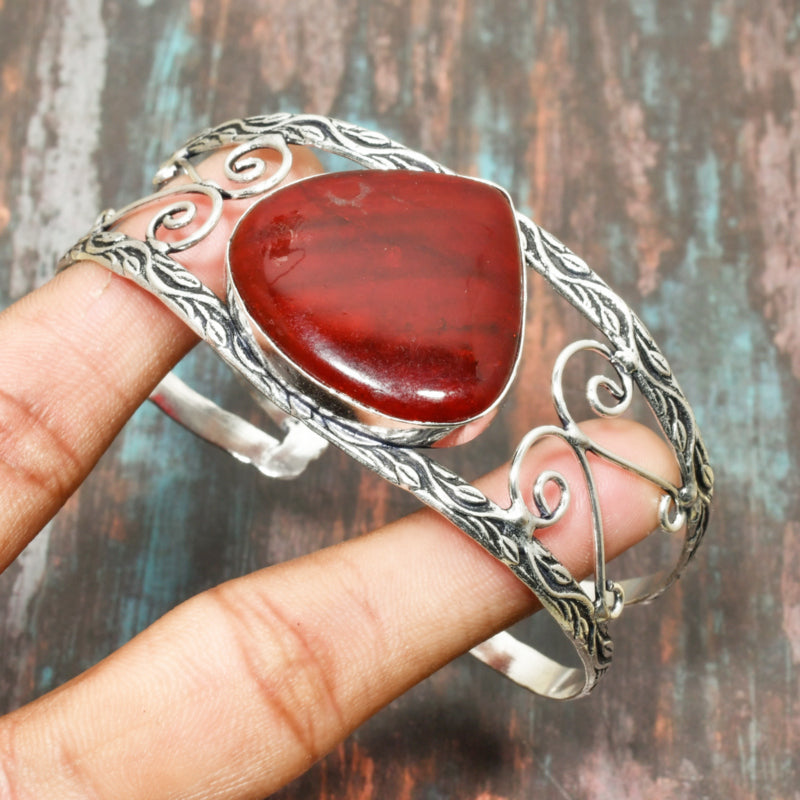 Scarlet Valor – Red Jasper Silver Bracelet