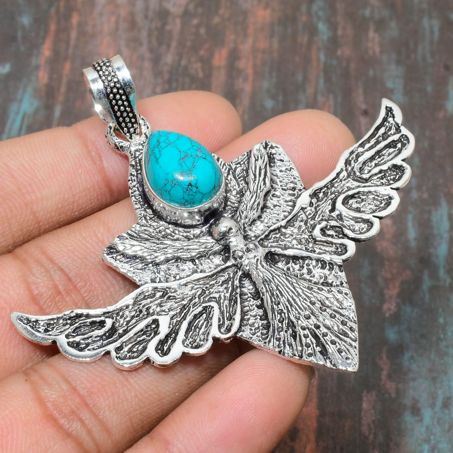 Serenity Leaf – Genuine Turquoise Pendant