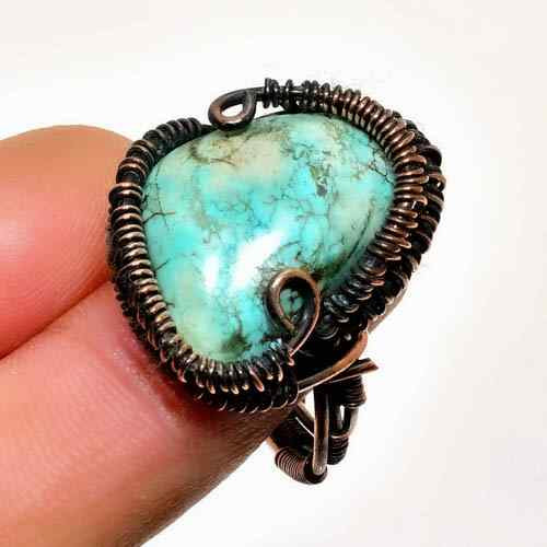 Azure Heart – Turquoise Copper Ring