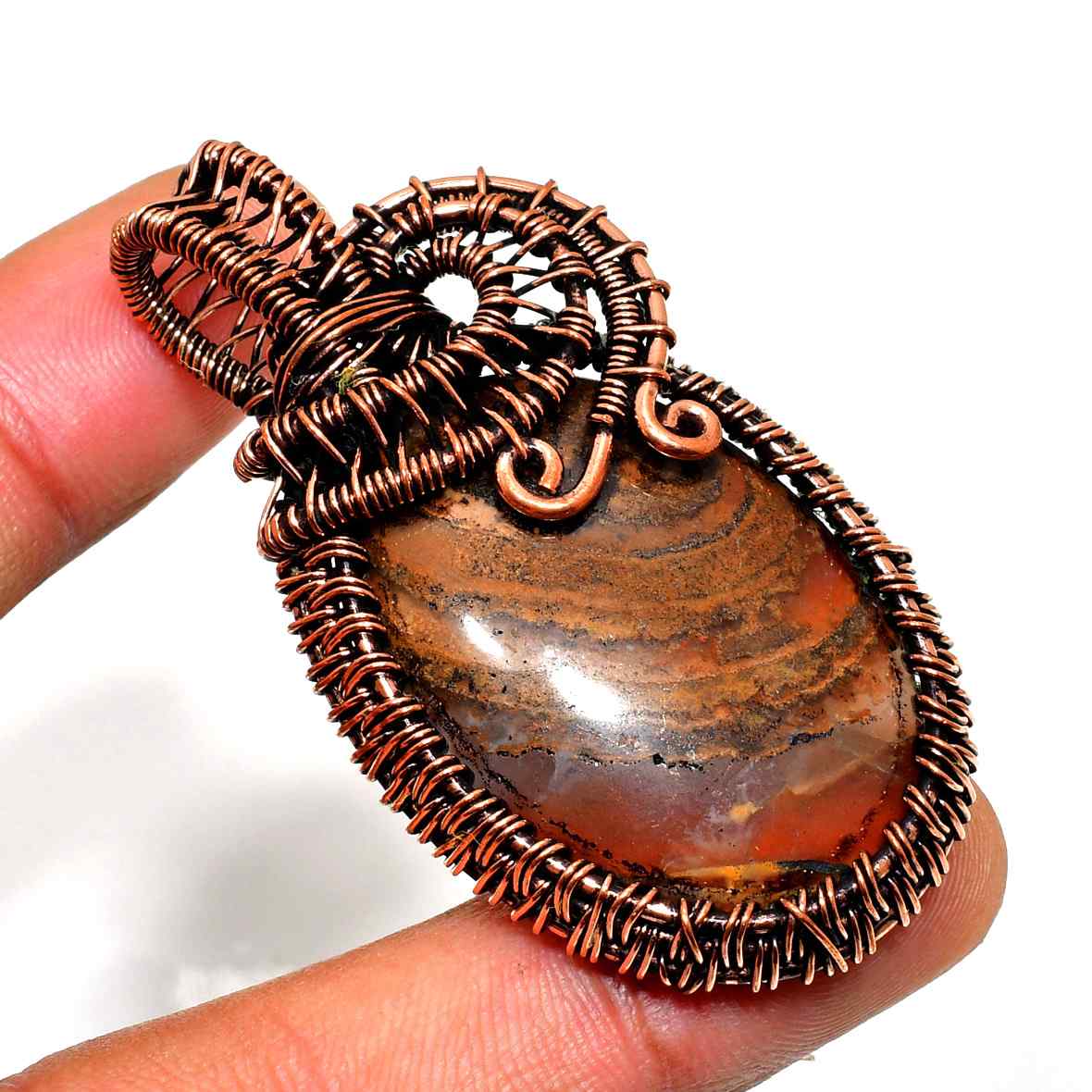 Ember’s Heart – Natural Agate Copper Pendant