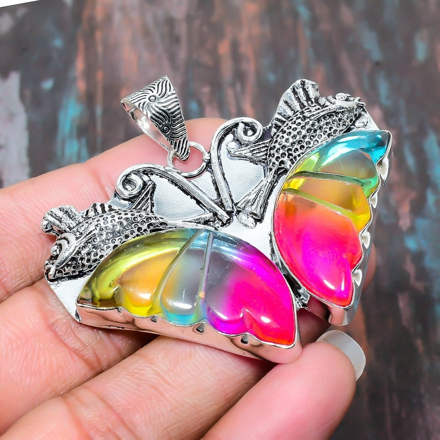 Radiant Wings – Sterling Silver Resin Butterfly Pendant