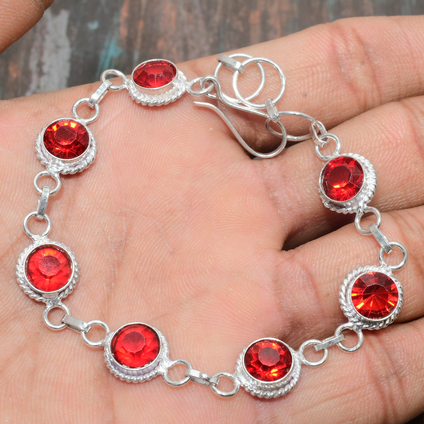 Ruby Radiance – Silver-Plated Bracelet