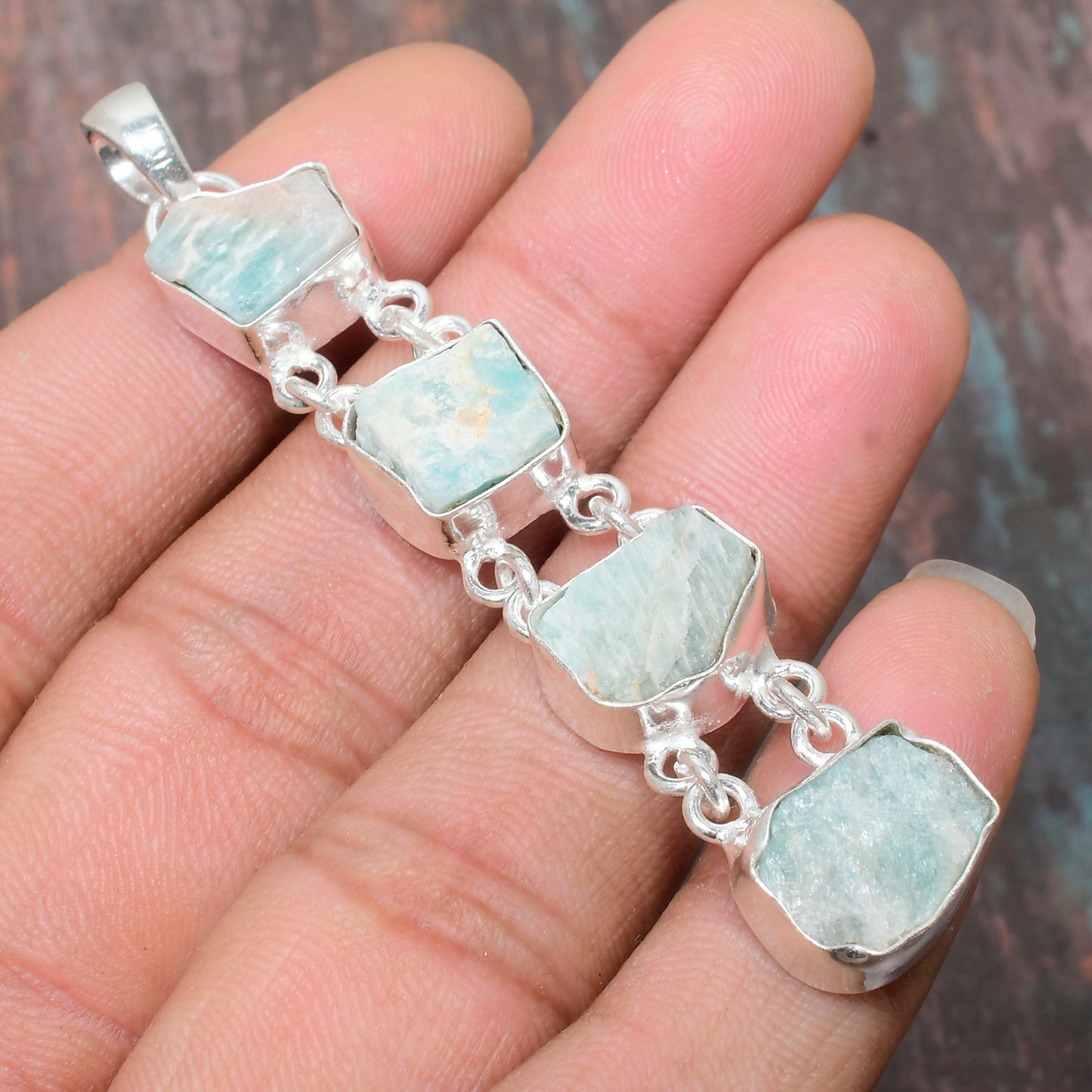 Ocean’s Whisper – Amazonite Silver Pendant