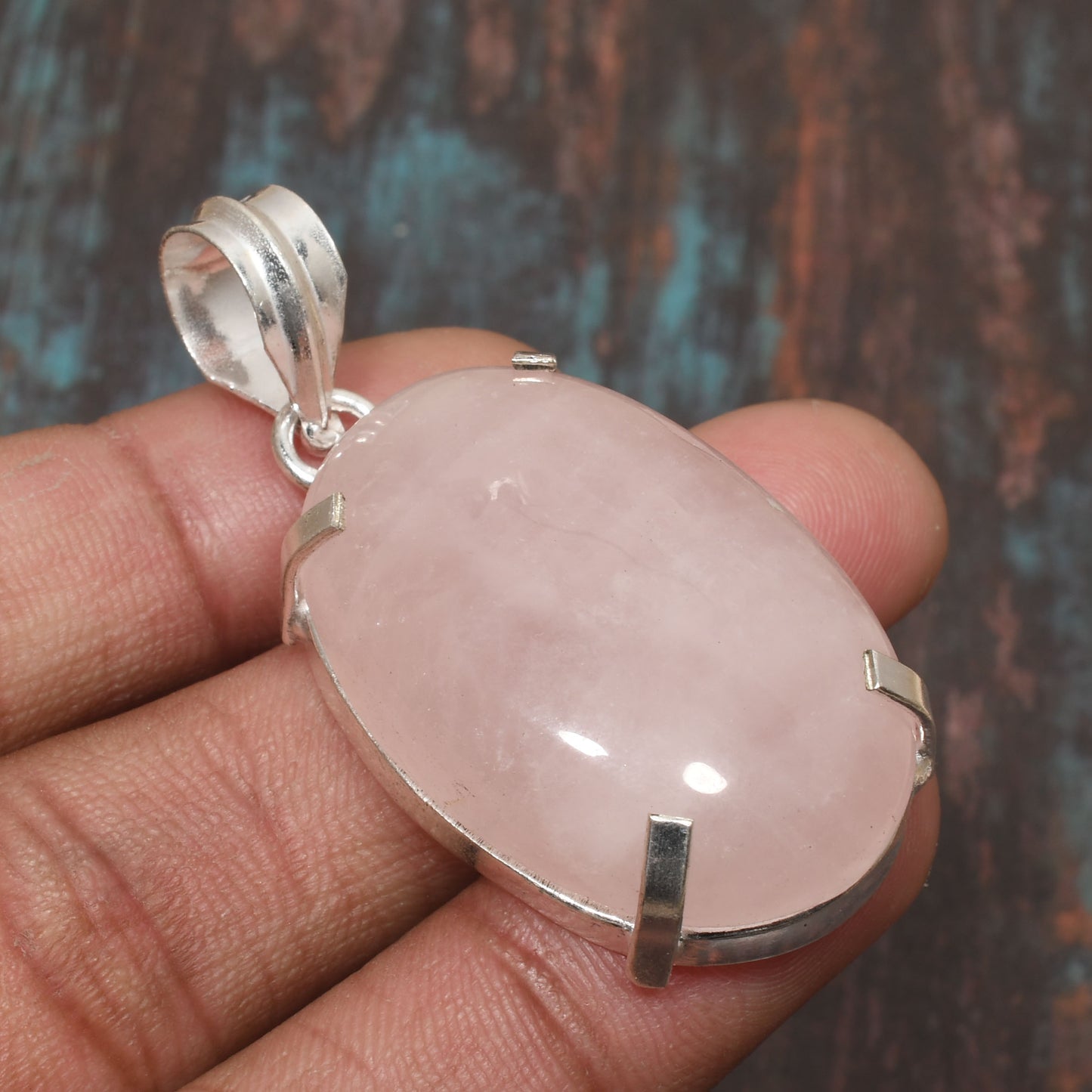 Rosa’s Embrace – Sterling Silver Rose Quartz Pendant