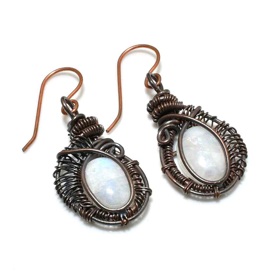 Moonlit Serenity – Copper Moonstone Earrings