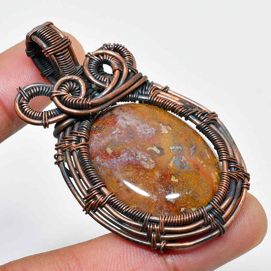 Gaia’s Embrace – Agate & Oxidized Copper Pendant