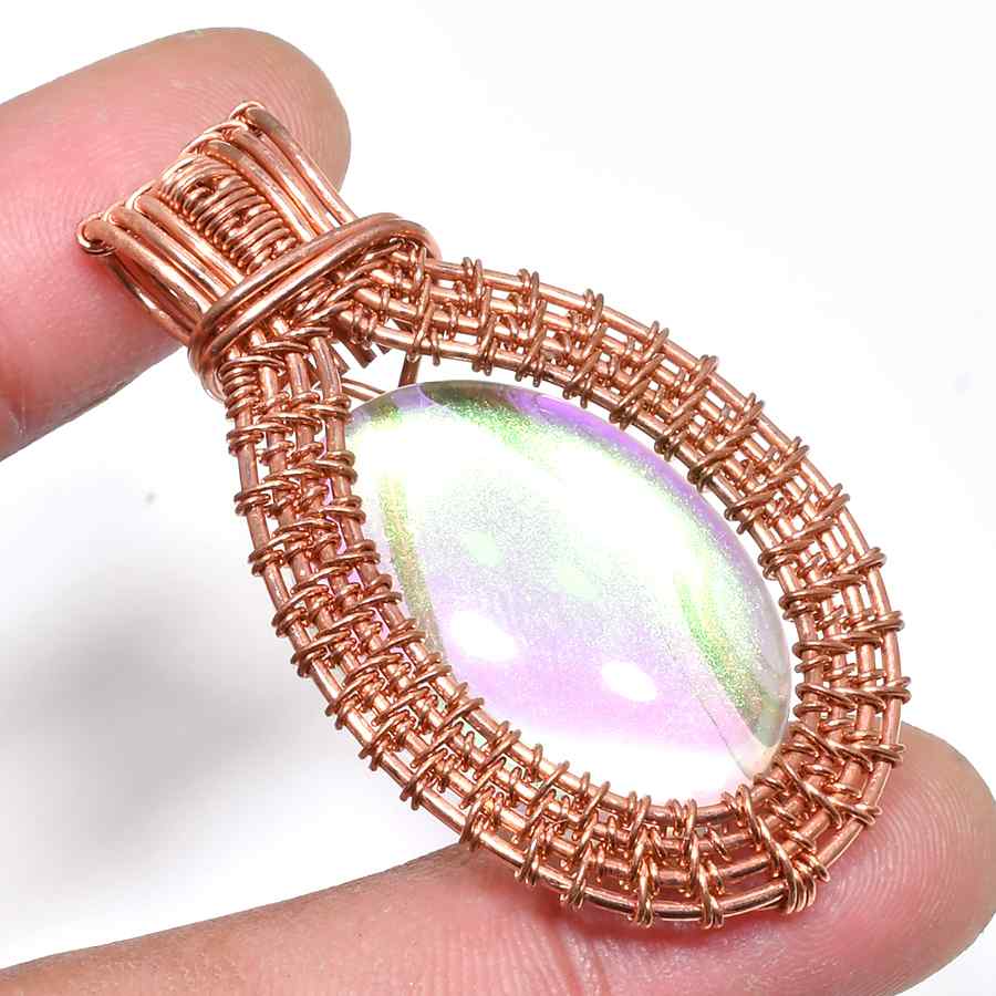 Aurora Veil – Iridescent Rose Gold Pendant