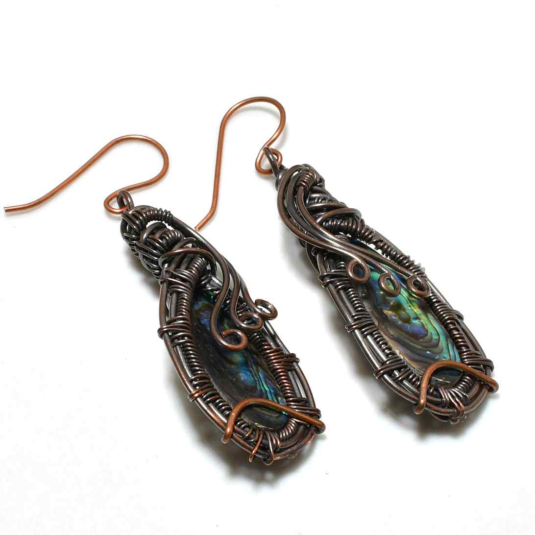 Ocean’s Embrace – Abalone & Copper Earrings