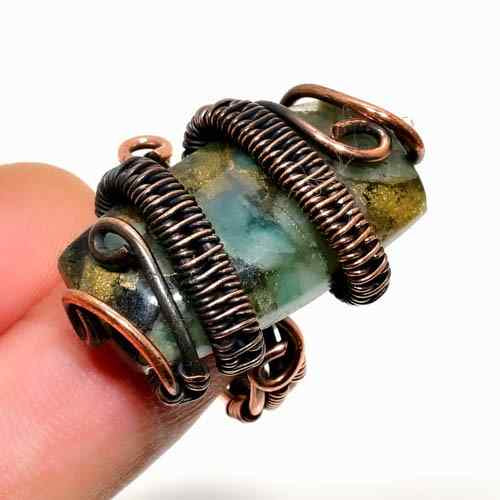 Sylvan Embrace – Moss Agate Copper Ring