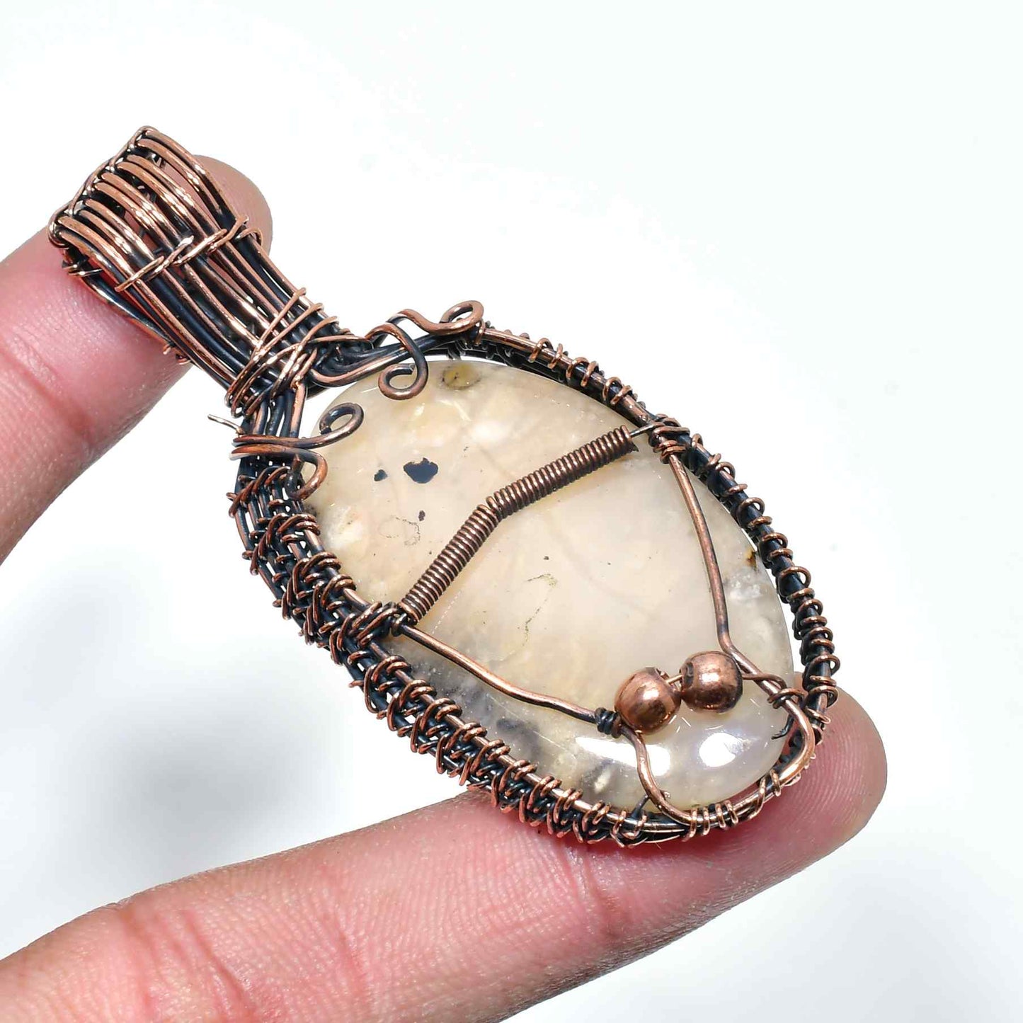 Luna’s Whisper – Copper Moonstone Pendant