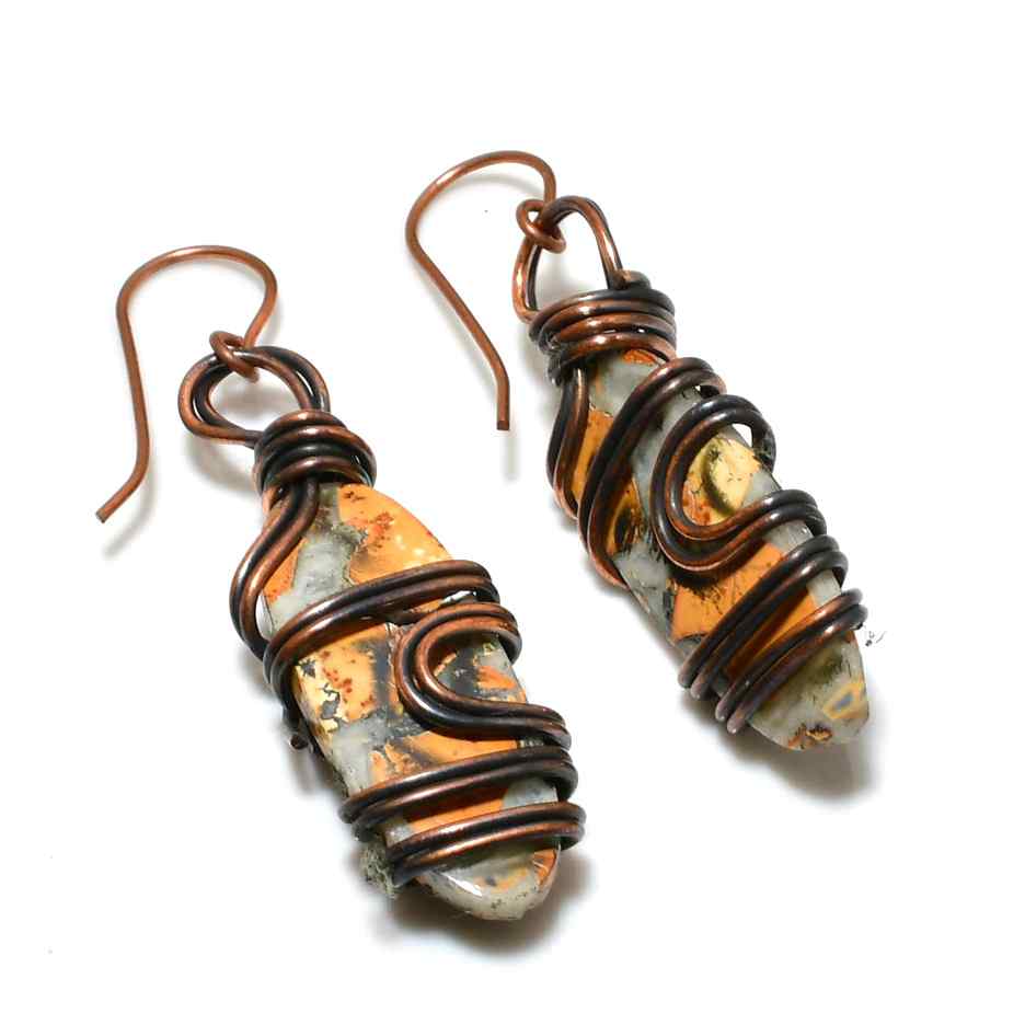 Saffron Serenade – Orange Agate Copper Earrings