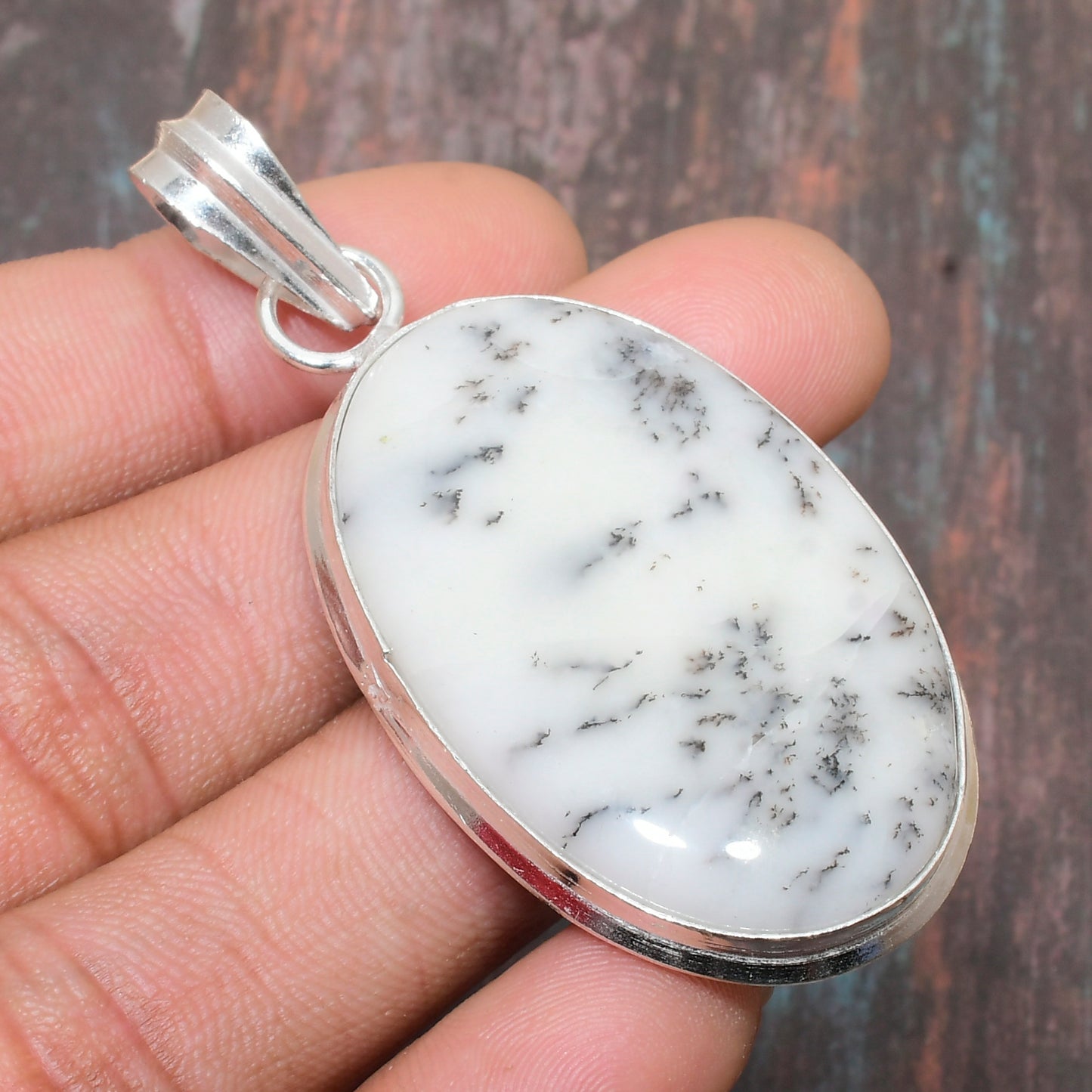 Nature’s Harmony – Dendritic Opal Sterling Silver Pendant