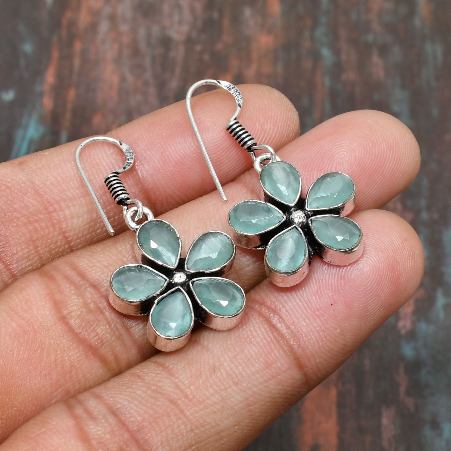 Verdant Bloom – Green Quartz & Sterling Silver Earrings