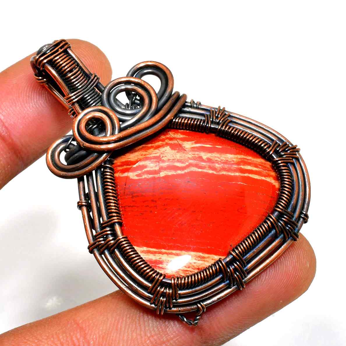 Ember’s Heart – Red Jasper Copper Pendant